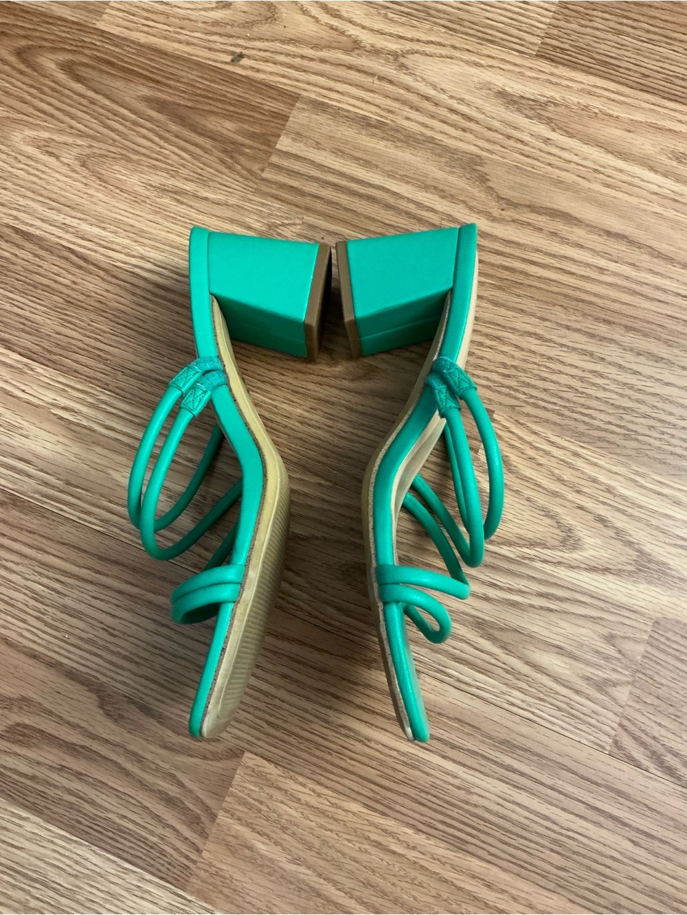 A New Day Teal Green Strappy Square-Toe Slide Heels Size 8 - Picture 5 of 8